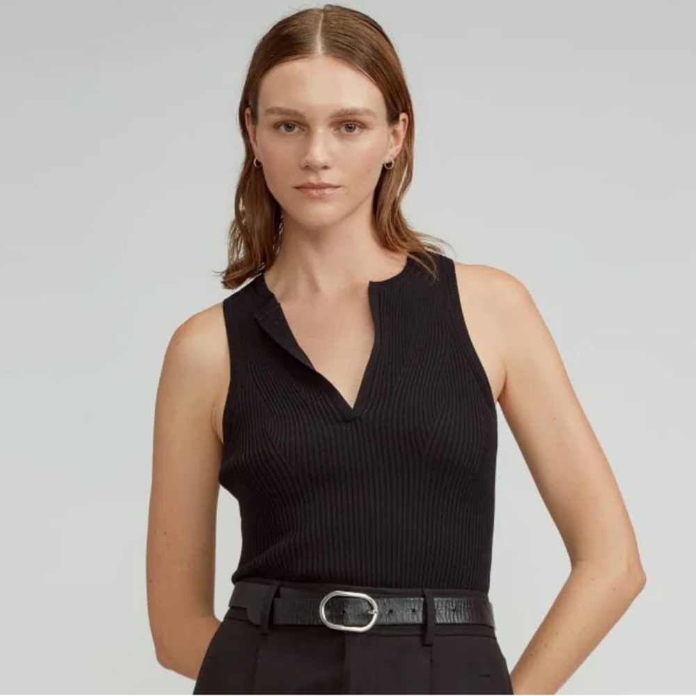 Everlane The Ribbed Cutaway Tank - Black Medium